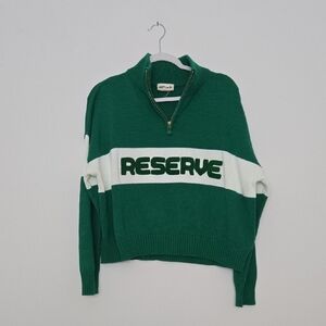 Reserved Forest Green and White Turtleneck Sweater